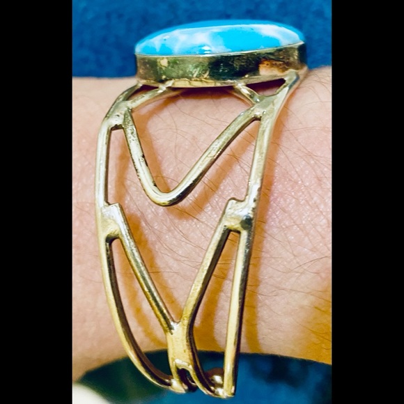 HP๐Vintage Caribbean Larimar .925 Bracelet Cuff - Picture 3 of 6